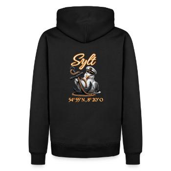 Sylt Seagull avec ancre et coordonnées GPS - Sweat à capuche Premium bio Homme - noir - Dos - Nico (187cm)