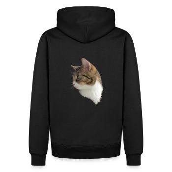 Huskat i portræt - Herre Premium økologisk hoodie - sort - Bagpå - Nico (187cm)