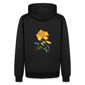 Blume1 - Männer Premium Bio Hoodie - Schwarz - Hinten - Nico (187cm)