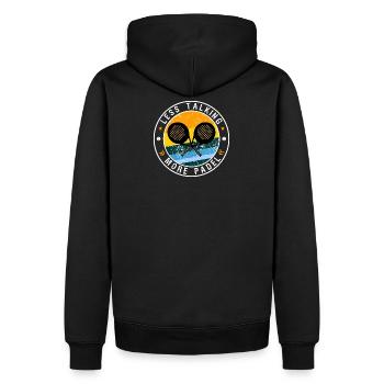 Weniger sprechen mehr Padel Tennis - Retro Vintage - Männer Premium Bio Hoodie - Schwarz - Hinten - Nico (187cm)