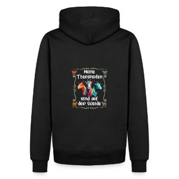 Meine Ziegen sind meine Therapie Therapeuten - Männer Premium Bio Hoodie - Schwarz - Hinten - Nico (187cm)