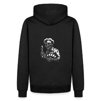 Zombie als Bäcker - gruseliger Horror Bäcker - Männer Premium Bio Hoodie - Schwarz - Hinten - Nico (187cm)