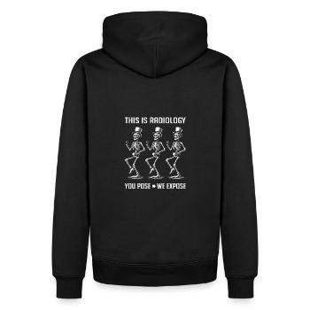 Tanzende Skelette lustiger Radiologie Spruch - Männer Premium Bio Hoodie - Schwarz - Hinten - Nico (187cm)