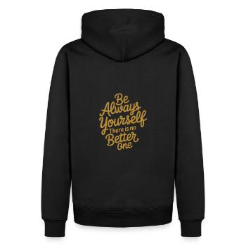 Sei immer Du selbst es gibt keinen besseren - Männer Premium Bio Hoodie - Schwarz - Hinten - Nico (187cm)