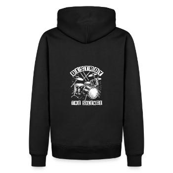 Schlagzeug Schlagzeuger Destroy Silence Rockband. - Männer Premium Bio Hoodie - Schwarz - Hinten - Nico (187cm)