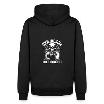Schlagzeug Schlagzeuger Destroy Silence Rockband. - Männer Premium Bio Hoodie - Schwarz - Hinten - Nico (187cm)