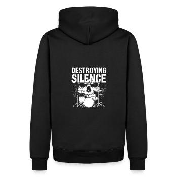 Schlagzeug Schlagzeuger Destroy Silence Rockband - Männer Premium Bio Hoodie - Schwarz - Hinten - Nico (187cm)