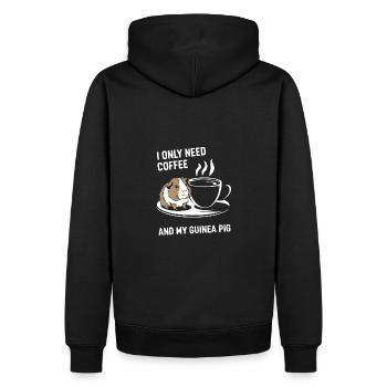 Brauche Kaffee und mein Meerschweinchen - Männer Premium Bio Hoodie - Schwarz - Hinten - Nico (187cm)