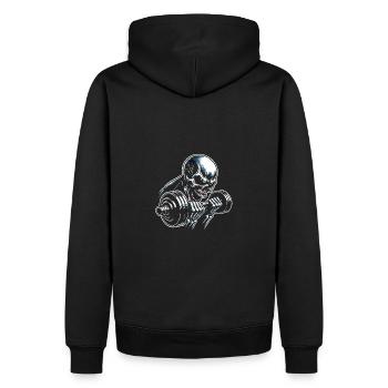 Crâne de musculation No Limit Workout avec haltère - Sweat à capuche Premium bio Homme - noir - Dos - Nico (187cm)