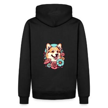 Welsh Corgi Pembroke rétro Pastel Floral - Sweat à capuche Premium bio Homme - noir - Dos - Nico (187cm)