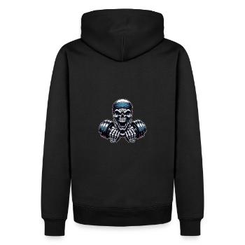 Crâne de musculation No Limit Workout avec haltère - Sweat à capuche Premium bio Homme - noir - Dos - Nico (187cm)