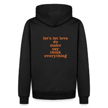 lets let love - orange font - Männer Premium Bio Hoodie - Schwarz - Hinten - Nico (187cm)