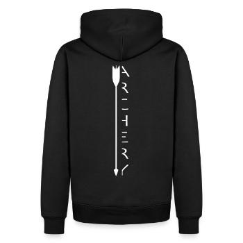 Bogenschießen Bogenschiessen Archery Pfeil Bogen - Männer Premium Bio Hoodie - Schwarz - Hinten - Nico (187cm)