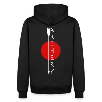 Bogenschießen Bogenschiessen Archery Pfeil Bogen - Männer Premium Bio Hoodie - Schwarz - Hinten - Nico (187cm)