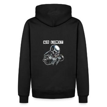 Crâne de musculation No Limit Workout avec haltère - Sweat à capuche Premium bio Homme - noir - Dos - Nico (187cm)