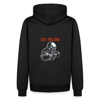 Crâne de musculation No Limit Workout avec haltère - Sweat à capuche Premium bio Homme - noir - Dos - Nico (187cm)