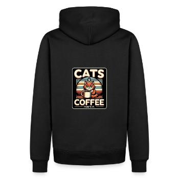 Katzen und Kaffee im Vintage Stil - Männer Premium Bio Hoodie - Schwarz - Hinten - Nico (187cm)
