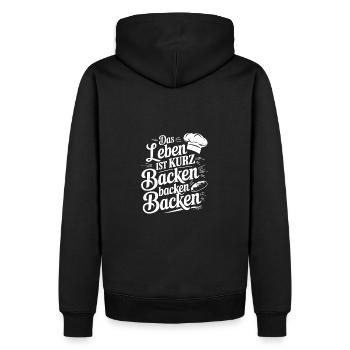 Das Leben ist kurz - nutze es zum Backen - Männer Premium Bio Hoodie - Schwarz - Hinten - Nico (187cm)