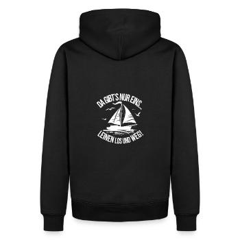 Leinen los und nichts wie weg! Wir legen ab! - Männer Premium Bio Hoodie - Schwarz - Hinten - Nico (187cm)