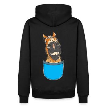 Lustiges Pferd Pferde Reiterin Reiter Kinder - Männer Premium Bio Hoodie - Schwarz - Hinten - Nico (187cm)