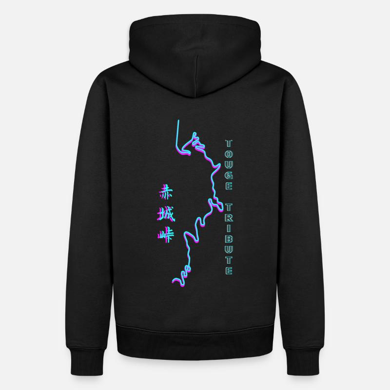 赤城 峠 Akagi Touge Synthwave - Sweat à capuche Premium bio Homme - noir