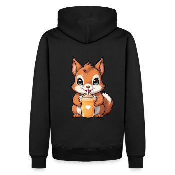 Süßes Eichhörnchen trinkt Bubble Tea - Männer Premium Bio Hoodie - Schwarz - Hinten - Nico (187cm)