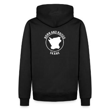 Skåne, Sweden - Born and Raised - Men’s Premium Organic Hoodie - black - Back - Nico (187cm)