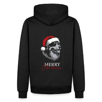 Australian Shepherd Merry Christmas, Dog Head - Men’s Premium Organic Hoodie - black - Back - Nico (187cm)