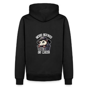Trash possum with hat looking out of the garbage can - Men’s Premium Organic Hoodie - black - Back - Nico (187cm)
