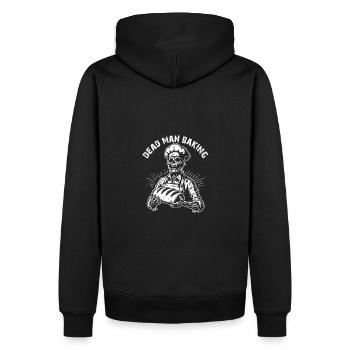 Dead Man Baking gruseliger Zombie als Bäcker - Männer Premium Bio Hoodie - Schwarz - Hinten - Nico (187cm)
