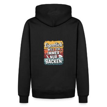 Eigentlich will ich immer nur backen - Männer Premium Bio Hoodie - Schwarz - Hinten - Nico (187cm)