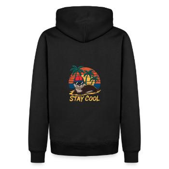 Loutre avec lunettes de soleil et casquette de baseball sur la plage - Sweat à capuche Premium bio Homme - noir - Dos - Nico (187cm)