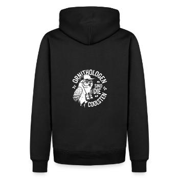 Ornithologen sind die Coolsten lustige Eule - Männer Premium Bio Hoodie - Schwarz - Hinten - Nico (187cm)