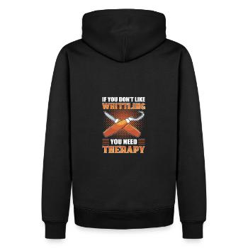 Whittle Holzschnitzerei Schreinerei Schnitzgeräte - Männer Premium Bio Hoodie - Schwarz - Hinten - Nico (187cm)