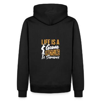 Einrad Rad Unicycle Fahrrad Einrad - Männer Premium Bio Hoodie - Schwarz - Hinten - Nico (187cm)