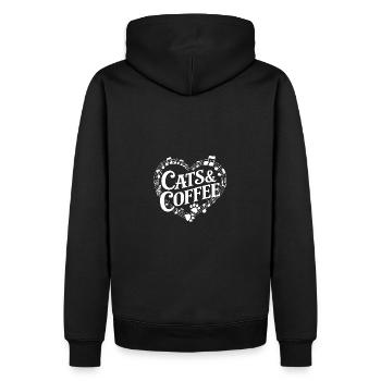 J’adore les chats, le café et la musique - Sweat à capuche Premium bio Homme - noir - Dos - Nico (187cm)