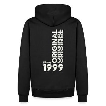 25e anniversaire Original Février Année 1999 - Sweat à capuche Premium bio Homme - noir - Dos - Nico (187cm)