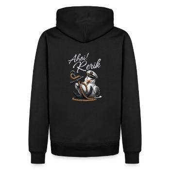 Ahoi Rerik Lustige Möwe mit Anker - Männer Premium Bio Hoodie - Schwarz - Hinten - Nico (187cm)