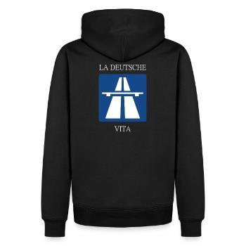 La deutsche Vita - Männer Premium Bio Hoodie - Schwarz - Hinten - Nico (187cm)