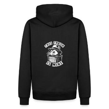 Trash - funny opossum looks out of the garbage can - Men’s Premium Organic Hoodie - black - Back - Nico (187cm)