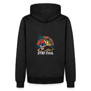 Loutre avec lunettes de soleil et casquette de baseball sur la plage - Sweat à capuche Premium bio Homme - noir - Dos - Nico (187cm)