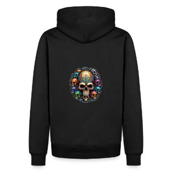 Decorative Large Skull with Small Skulls - Men’s Premium Organic Hoodie - black - Back - Nico (187cm)