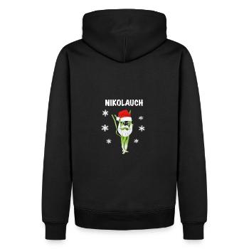 Nikolauch Weihnachten Ugly Chrismas Pullover - Männer Premium Bio Hoodie - Schwarz - Hinten - Nico (187cm)