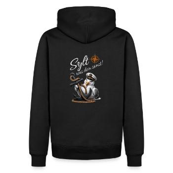 Sylt quoi d’autre ! mouette drôle avec ancre - Sweat à capuche Premium bio Homme - noir - Dos - Nico (187cm)