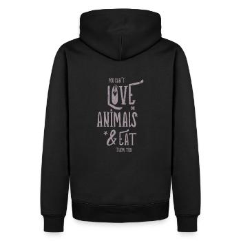 Vegan Veganer Vegetarier Tiere Sprüche Geschenk - Männer Premium Bio Hoodie - Schwarz - Hinten - Nico (187cm)