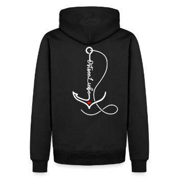 Ostseeliebe - Herz im Anker - Männer Premium Bio Hoodie - Schwarz - Hinten - Nico (187cm)