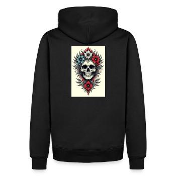 Style de tatouage de crâne de fleur - Sweat à capuche Premium bio Homme - noir - Dos - Nico (187cm)
