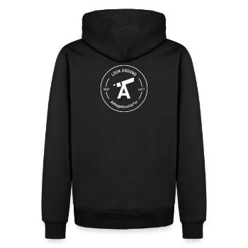GODNEWS Visite quotidienne »Regardez autour de vous » (blanc) - Sweat à capuche Premium bio Homme - noir - Dos - Nico (187cm)