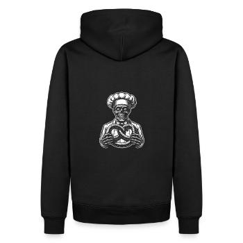 Zombie als Bäcker - gruseliger Horror Bäcker - Männer Premium Bio Hoodie - Schwarz - Hinten - Nico (187cm)