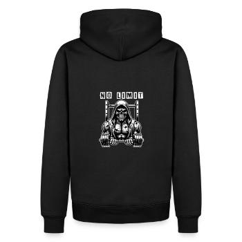 No Limit Workout Bodybuilding Skull with Dumbbell - Men’s Premium Organic Hoodie - black - Back - Nico (187cm)